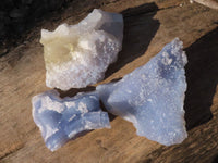 Natural Etched Blue Chalcedony Specimens x 3 From Nsanje, Malawi - Toprock Gemstones and Minerals 