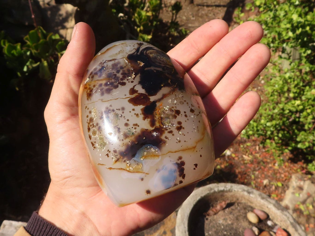 Polished Dendritic Agate Standing Free Forms  x 2 From Madagascar - Toprock Gemstones and Minerals 