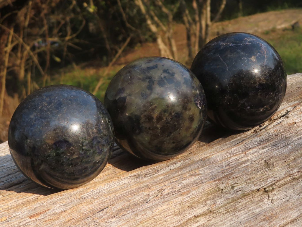 Polished Variably Gemmy Rare Iolite Water Sapphire Spheres  x 3 From Madagascar - TopRock