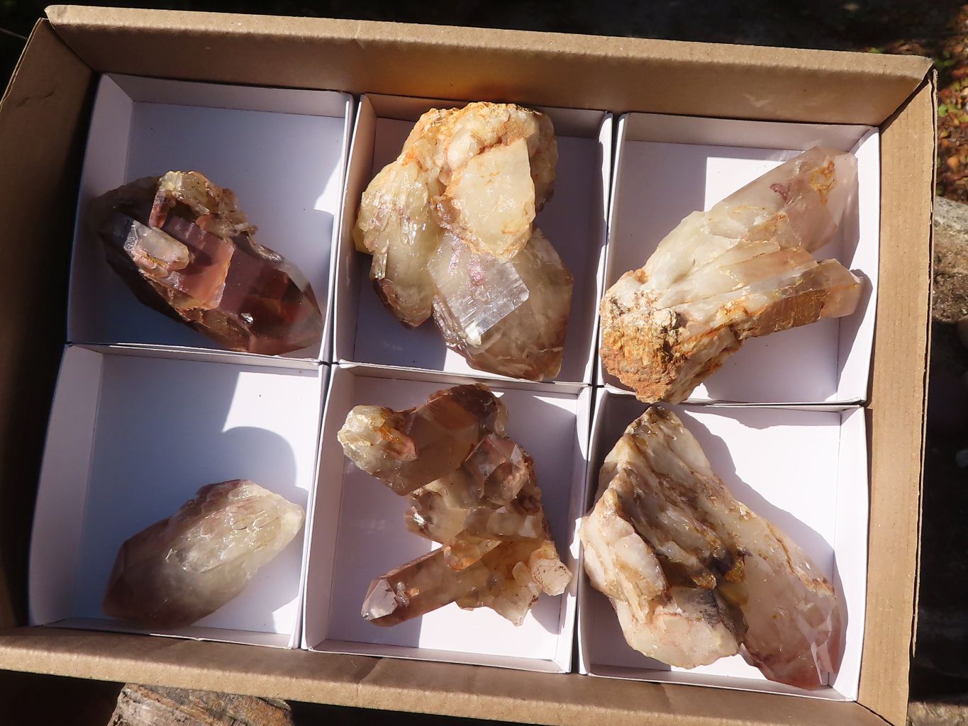 Natural Red Phantom Hematoid Quartz Clusters x 6 From Karoi, Zimbabwe - Toprock Gemstones and Minerals 