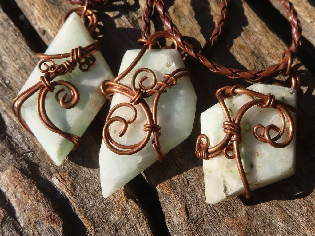 Polished Mixed Copper Wire Wrapped Jewellery Pendants x 6 From Congo - Toprock Gemstones and Minerals 