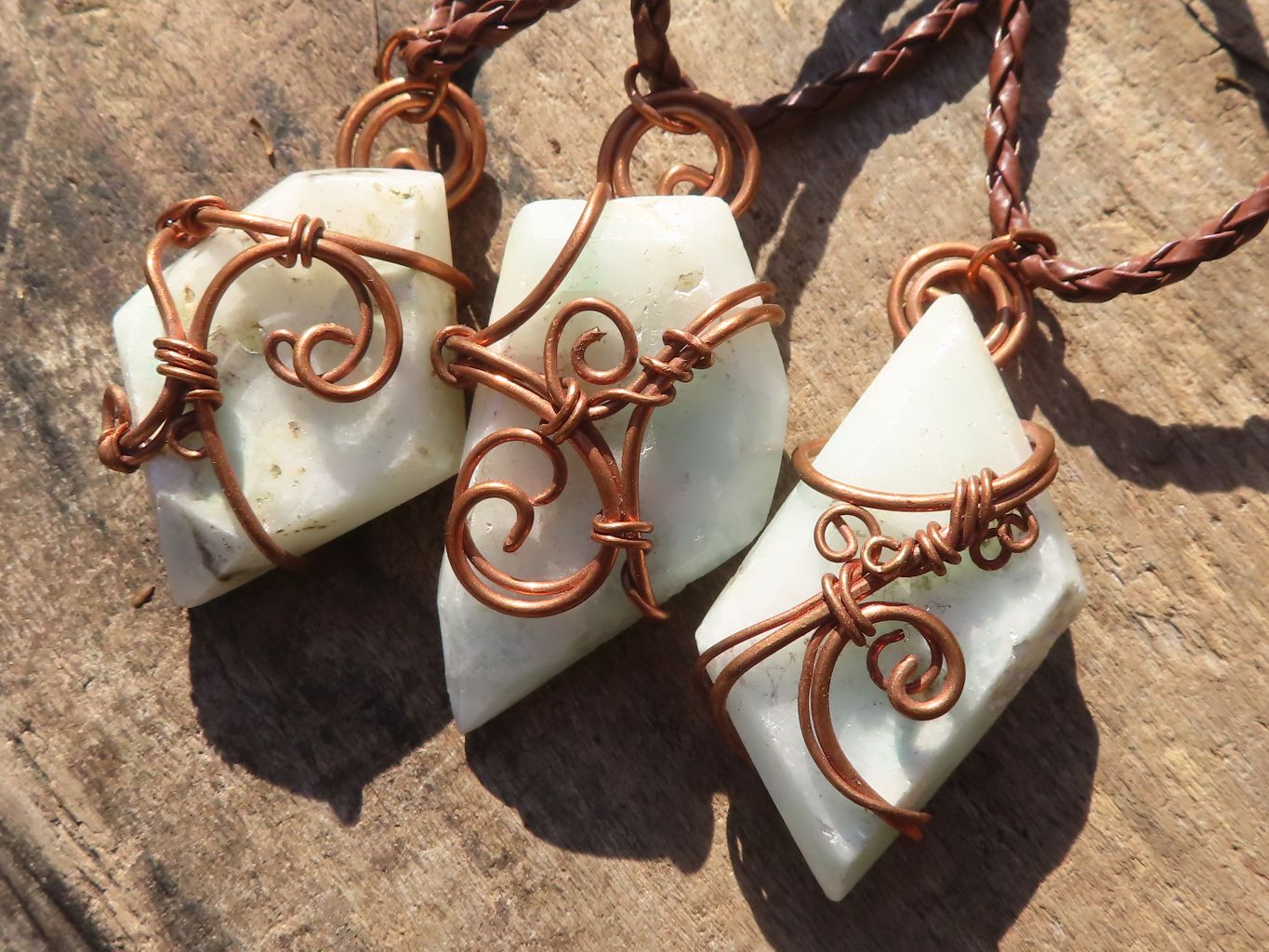 Polished Mixed Copper Wire Wrapped Jewellery Pendants x 6 From Congo - Toprock Gemstones and Minerals 