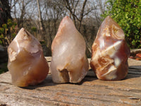 Polished Flower Agate Flame Sculptures  x 6 From Madagascar - Toprock Gemstones and Minerals 