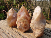 Polished Flower Agate Flame Sculptures  x 6 From Madagascar - Toprock Gemstones and Minerals 
