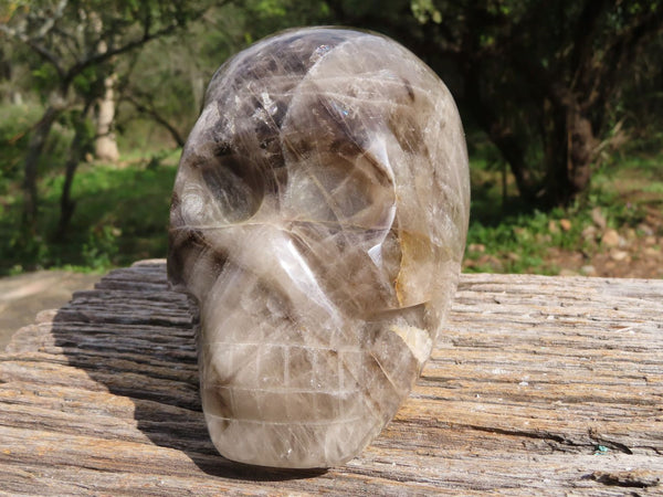 Polished XL Smokey Quartz Skull Carving x 1 From Madagascar - TopRock