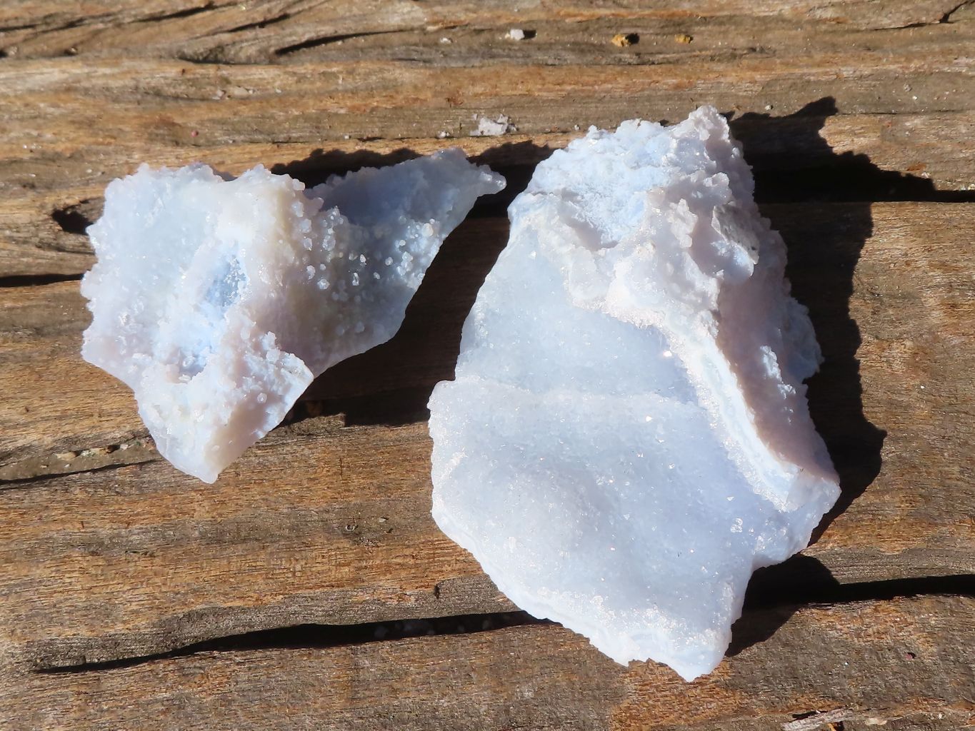 Natural Etched Blue Chalcedony Specimens  x 12 From Nsanje, Malawi - Toprock Gemstones and Minerals 