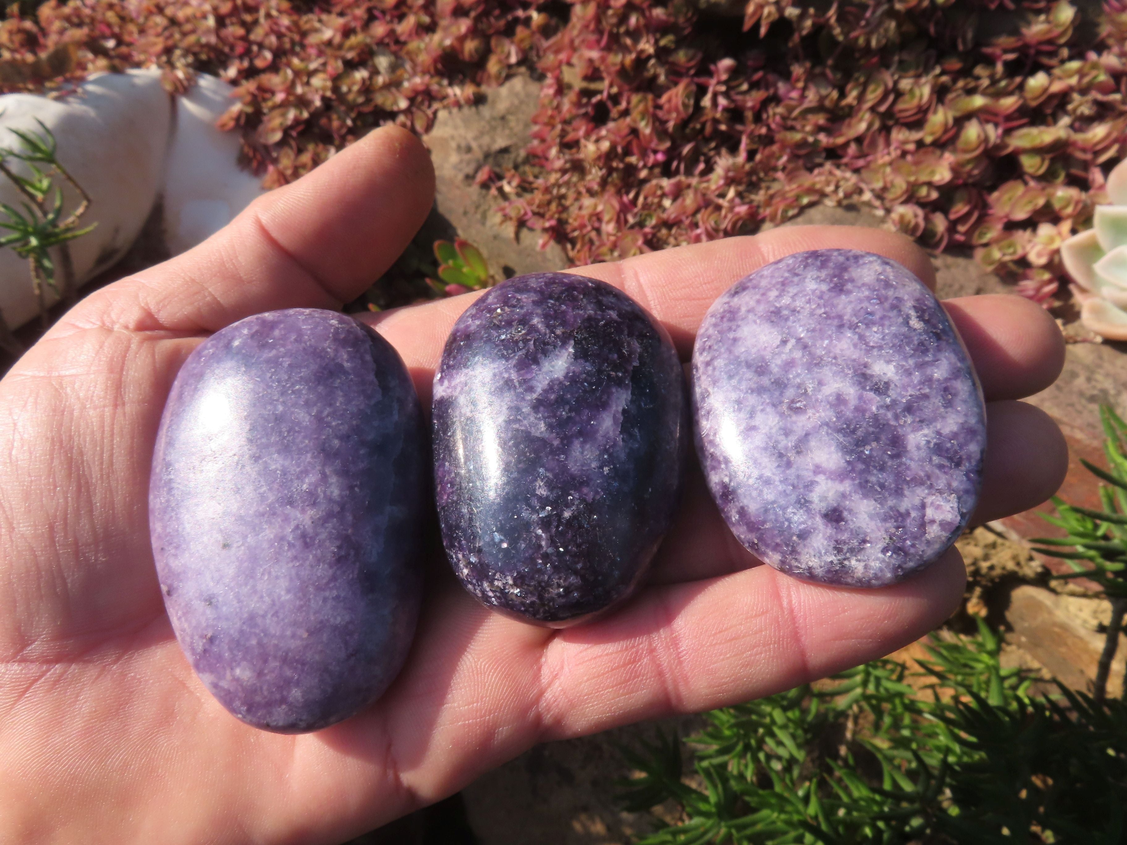 Polished Highly Selected Lepidolite (Lithium Mica) Gallets or Palm Stones - sold per Kg - From Madagascar - TopRock