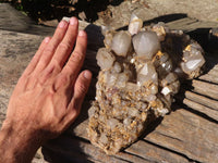 Natural White Phantom Hematoid Quartz Cluster  x 1 From Madagascar - Toprock Gemstones and Minerals 