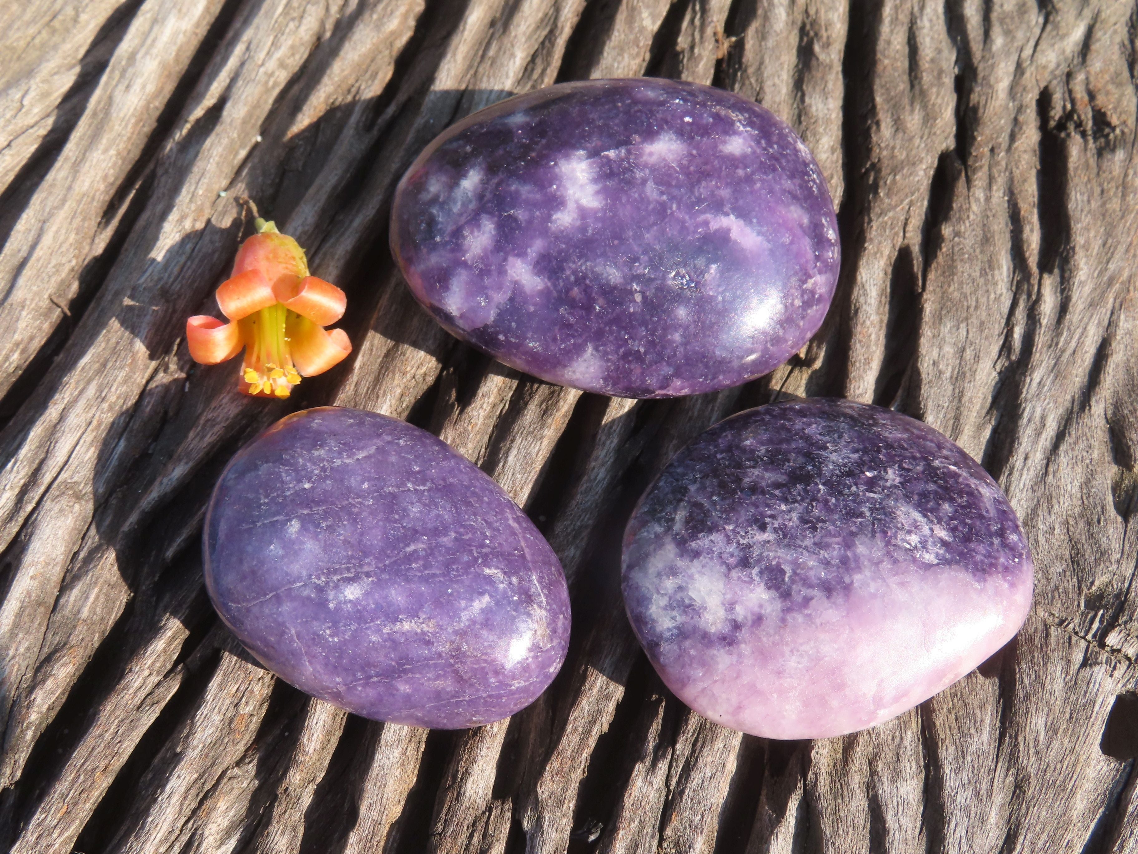 Polished Highly Selected Lepidolite (Lithium Mica) Gallets or Palm Stones - sold per Kg - From Madagascar - TopRock