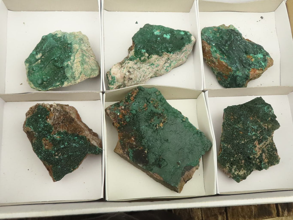 Natural Crystalline Malachite Specimens  x 6 From Tenke Fungurume, Congo - TopRock