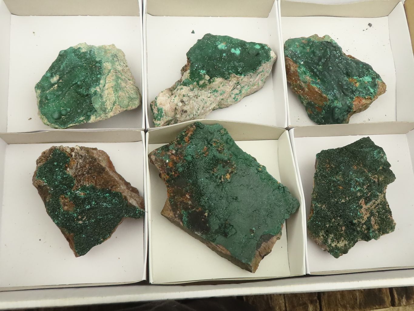 Natural Crystalline Malachite Specimens  x 6 From Tenke Fungurume, Congo - TopRock