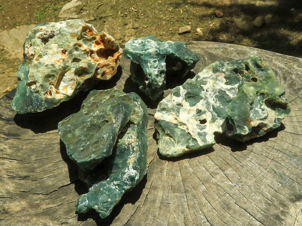 Natural Rough Emerald Mtorolite Chrysoprase Specimens  x 4 From Zimbabwe - TopRock