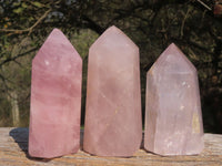 Polished Gemmy Pink Rose Quartz Points  x 3 From Ambatondrazaka, Madagascar - TopRock