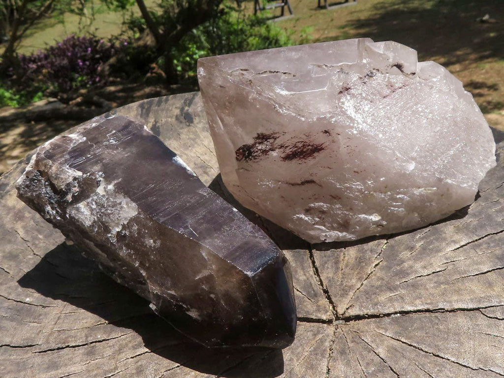 Polished Self Healed Smokey Quartz Floater Crystals  x 2 From Melanje, Malawi - TopRock