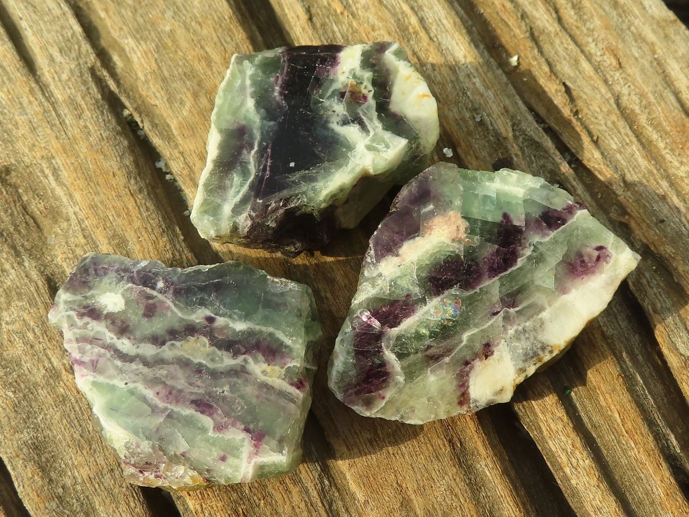 Polished  Watermelon Fluorite Slices  x 12 From Uis, Namibia - Toprock Gemstones and Minerals 