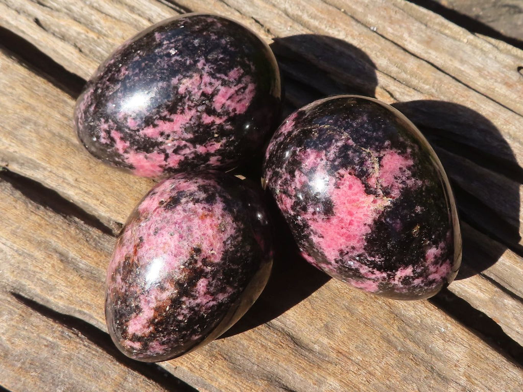 Polished Rhodonite Gemstone Eggs x 6 From Madagascar - Toprock Gemstones and Minerals 