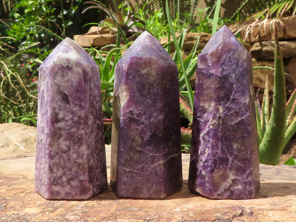 Polished Deep Purple Lepidolite Mica Points  x 3 From Madagascar - TopRock