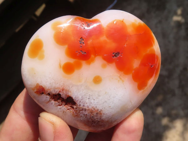 Polished Beautiful Carnelian Agate Hearts  x 6 From Madagascar - Toprock Gemstones and Minerals 