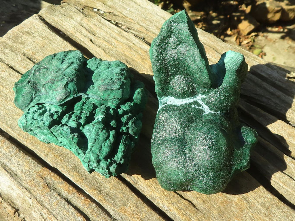 Natural Malachite Specimens x 2 From Congo - Toprock Gemstones and Minerals 