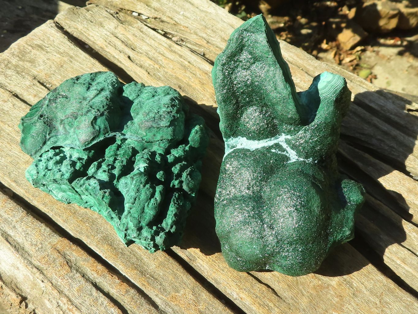 Natural Malachite Specimens x 2 From Congo - Toprock Gemstones and Minerals 