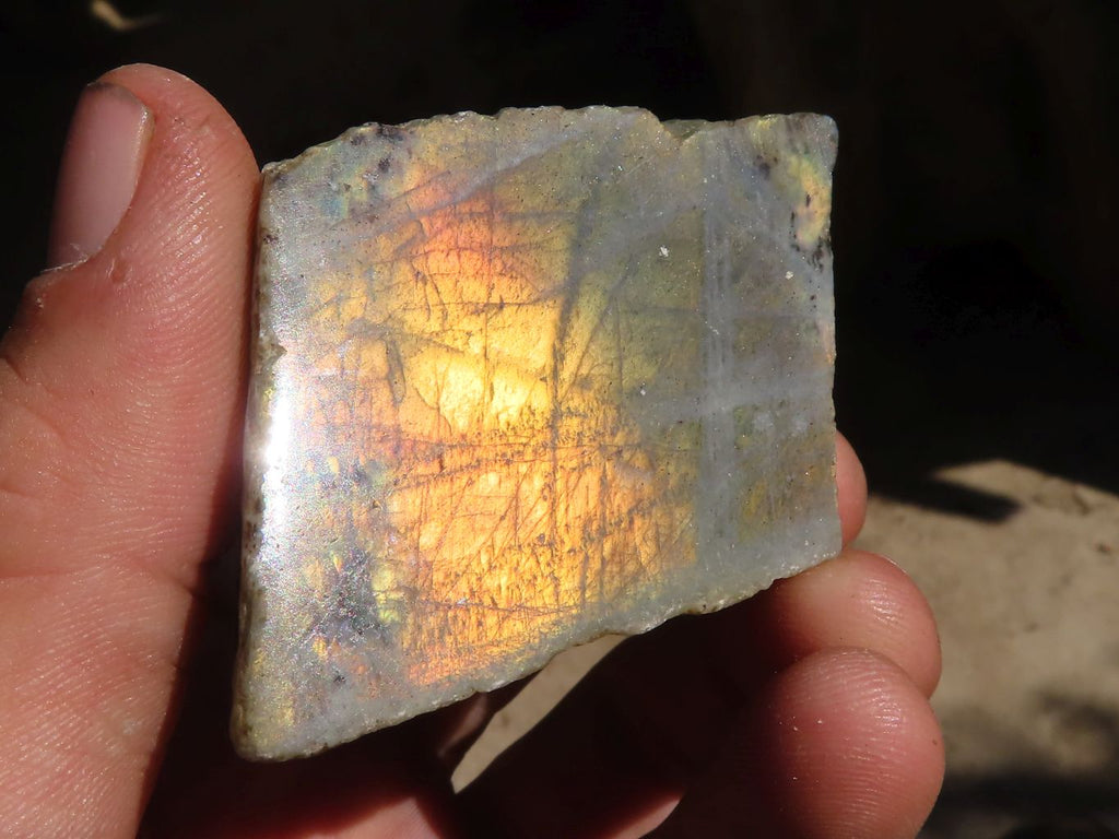 Polished One Side Polished Purple Flash Labradorite Slabs  x 12 From Tulear, Madagascar - Toprock Gemstones and Minerals 