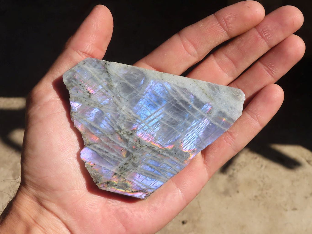 Polished One Side Polished Purple Flash Labradorite Slabs  x 12 From Tulear, Madagascar - Toprock Gemstones and Minerals 