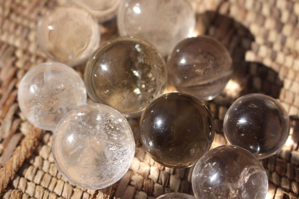 Polished Stunning Semi Optic Smokey Quartz Crystal Balls / Spheres  x 16 From Madagascar