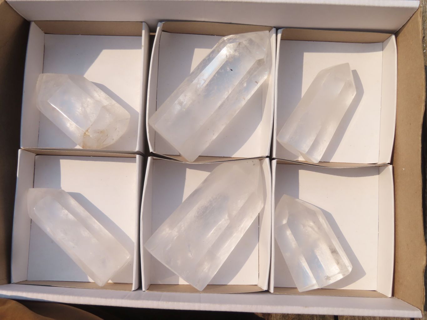 Polished Clear Quartz Crystal Points  x 6 From Madagascar - Toprock Gemstones and Minerals 