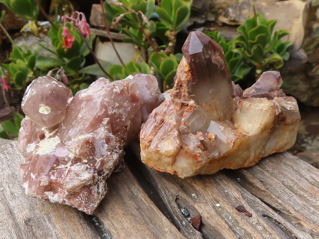Natural Red Hematoid Quartz Clusters x 2 From Karoi, Zimbabwe - Toprock Gemstones and Minerals 