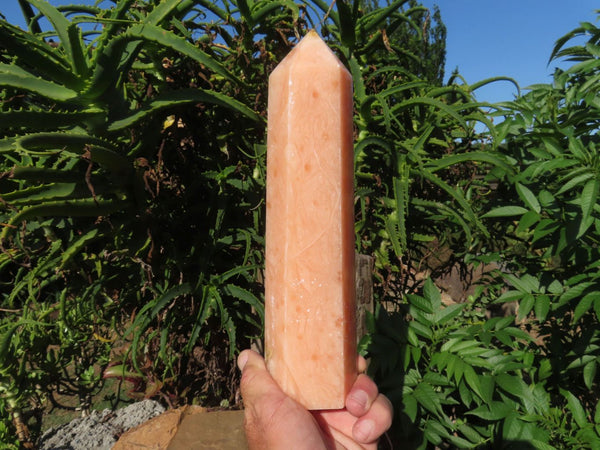 Polished Orange Calcite Crystal Point x 1 From Madagascar - TopRock