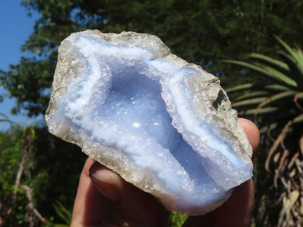 Natural Blue Lace Agate Crystalline Plates & Geodes  x 12 From Malawi - TopRock