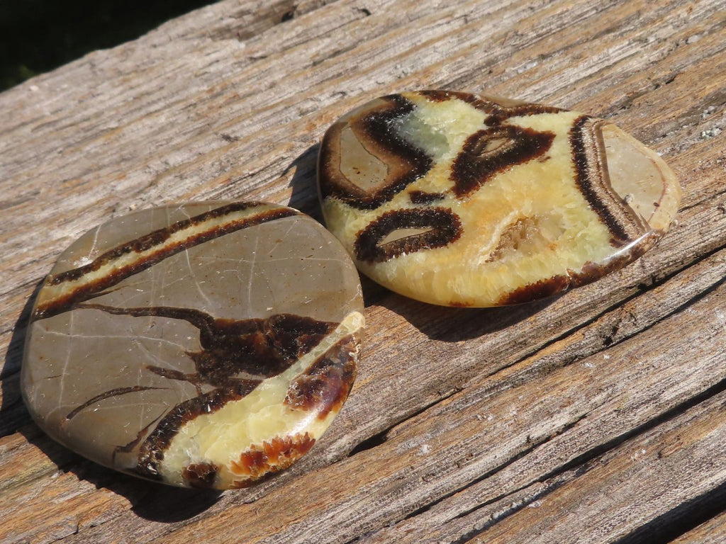 Polished Septerye (Aragonite & Calcite) Slices x 18 From Mahajanga, Madagascar - TopRock