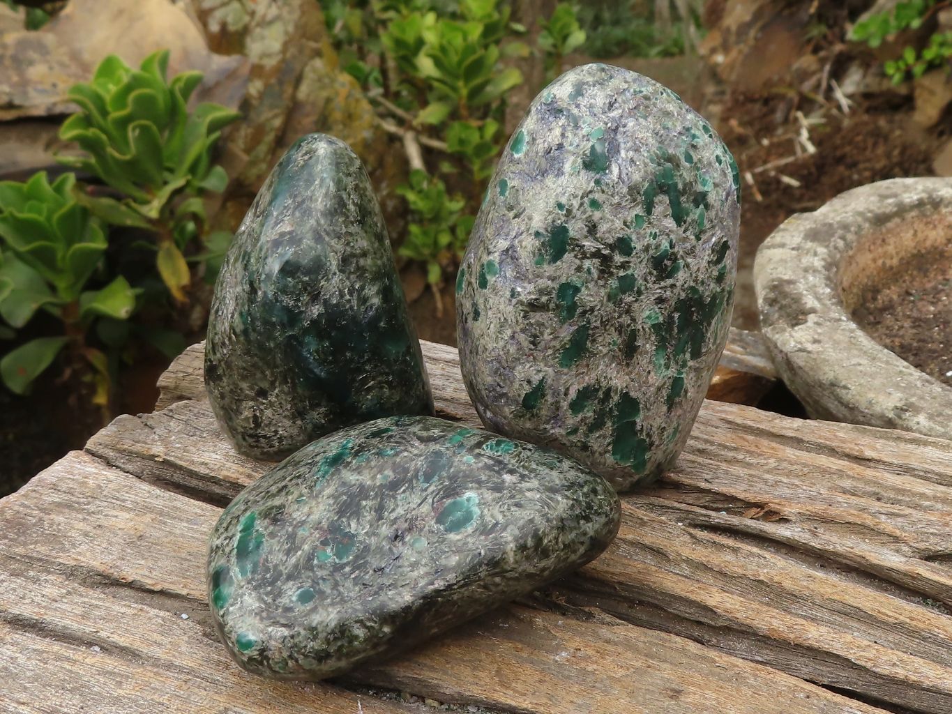 Polished Rare Emerald In Matrix Free Forms  x 3 From Sandawana, Zimbabwe - Toprock Gemstones and Minerals 