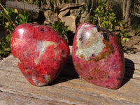 Polished Rare Red Rhodonite Standing Free Forms x 2 From Zimbabwe - Toprock Gemstones and Minerals 