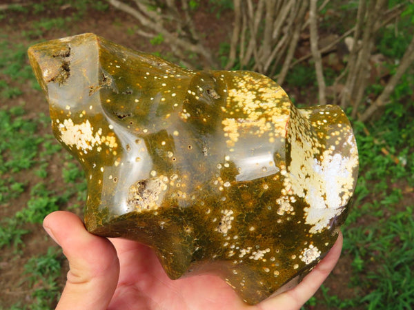Polished Large Ocean Jasper Flame Carving  x 1 From Marovato, Madagascar - TopRock