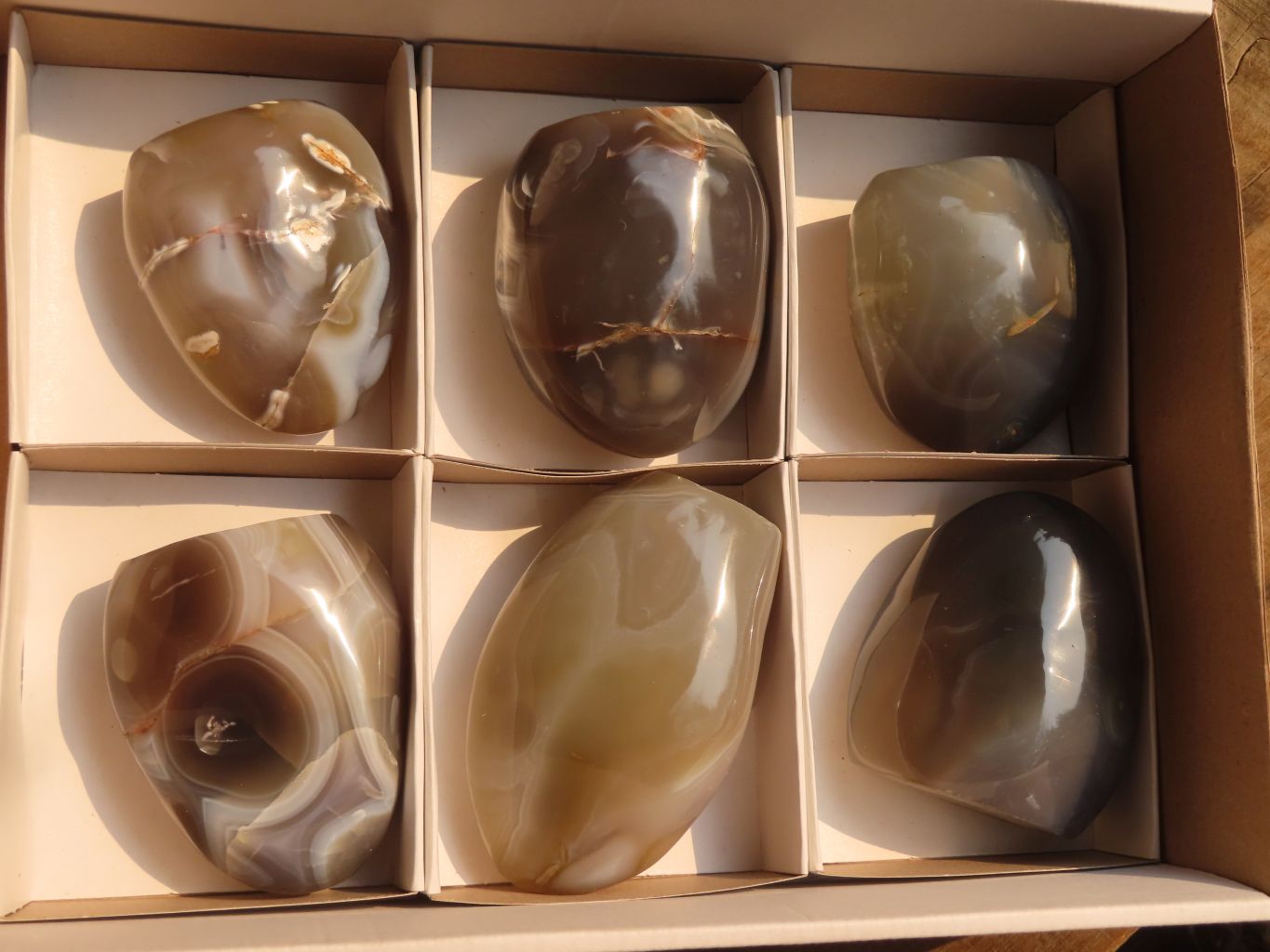 Polished Agate Standing Free Forms x 6 From Madagascar - Toprock Gemstones and Minerals 