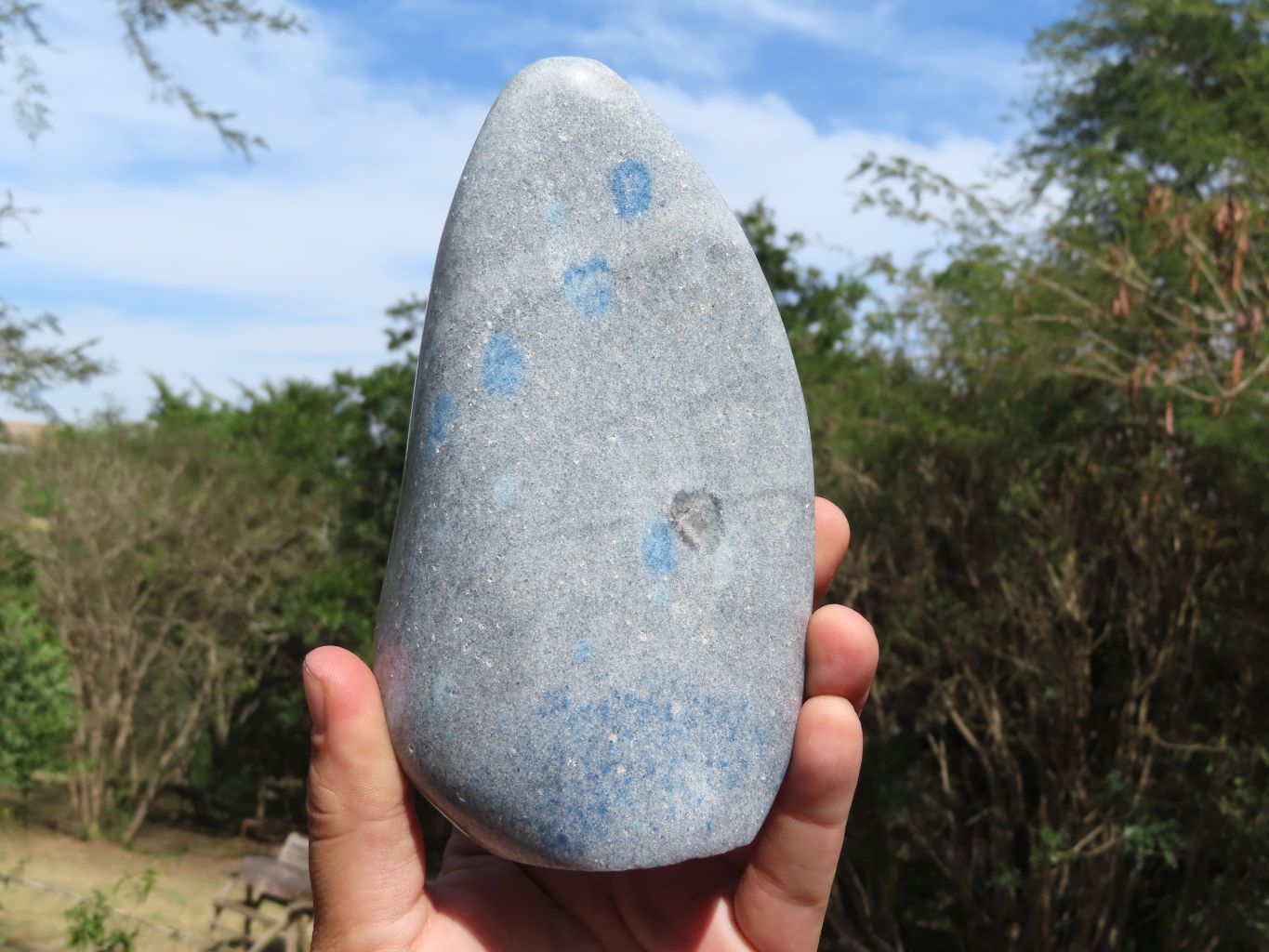 Polished Blue Spotted Spinel Dalmatian Stone Standing Free Form x 1 From Madagascar - TopRock