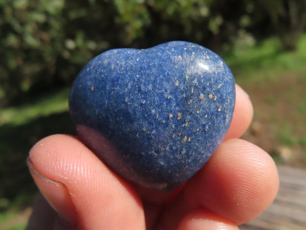 Polished Mini Blue Lazulite Hearts x 35 From Madagascar - TopRock