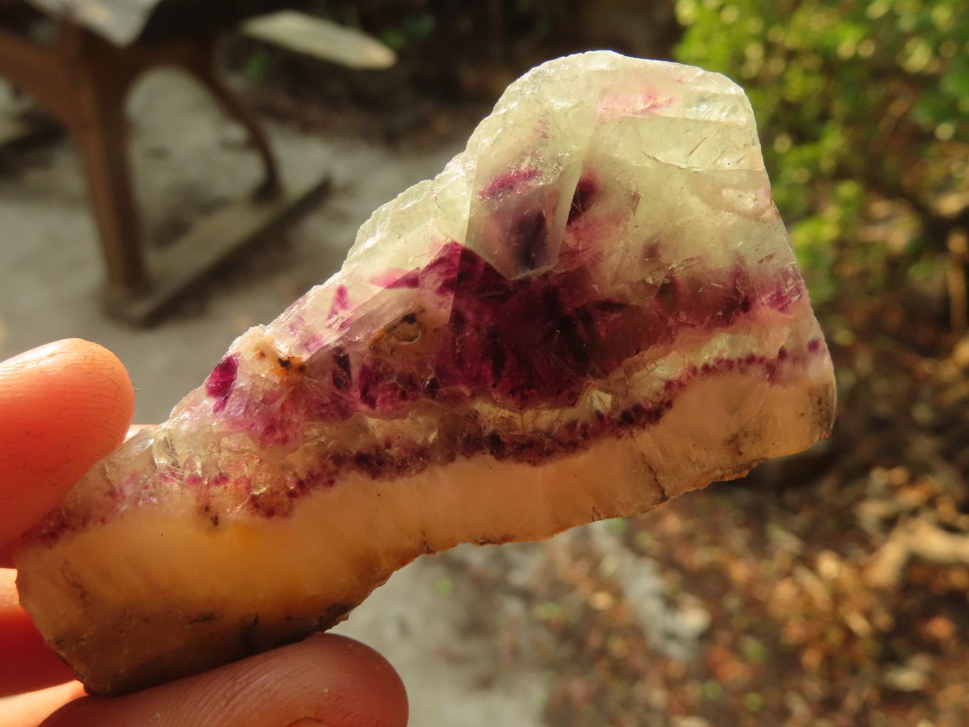 Polished Watermelon Fluorite Slices  x 12 From Namibia - Toprock Gemstones and Minerals 