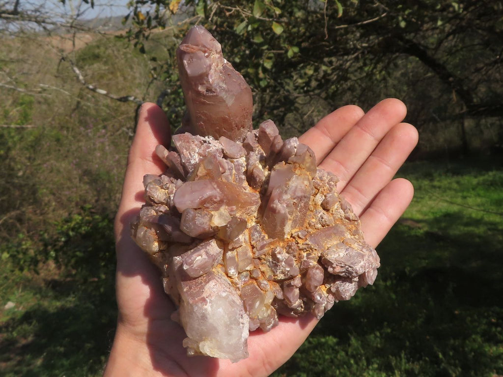 Natural Red Hematoid Phantom Quartz Clusters / Crystals  x 5 From Karoi, Zimbabwe - TopRock