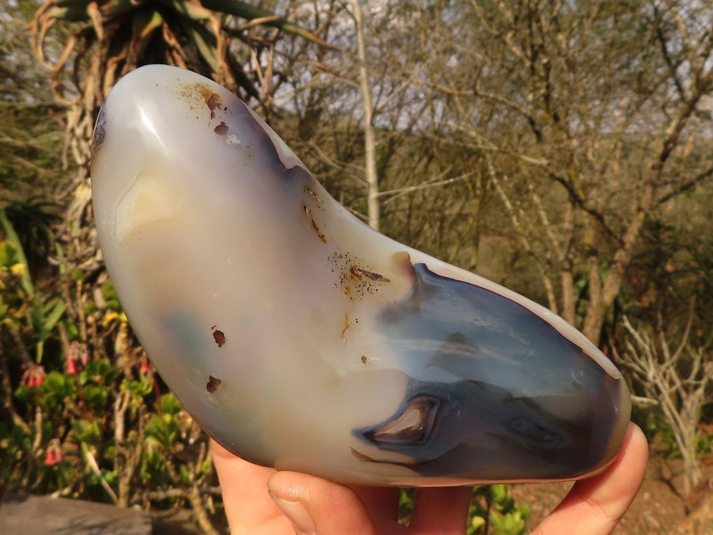 Polished Groovy Agate Standing Free Forms x 2 From Madagascar - Toprock Gemstones and Minerals 