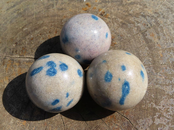 Polished Blue Spinel Spotted Spheres x 6 From Madagascar - TopRock