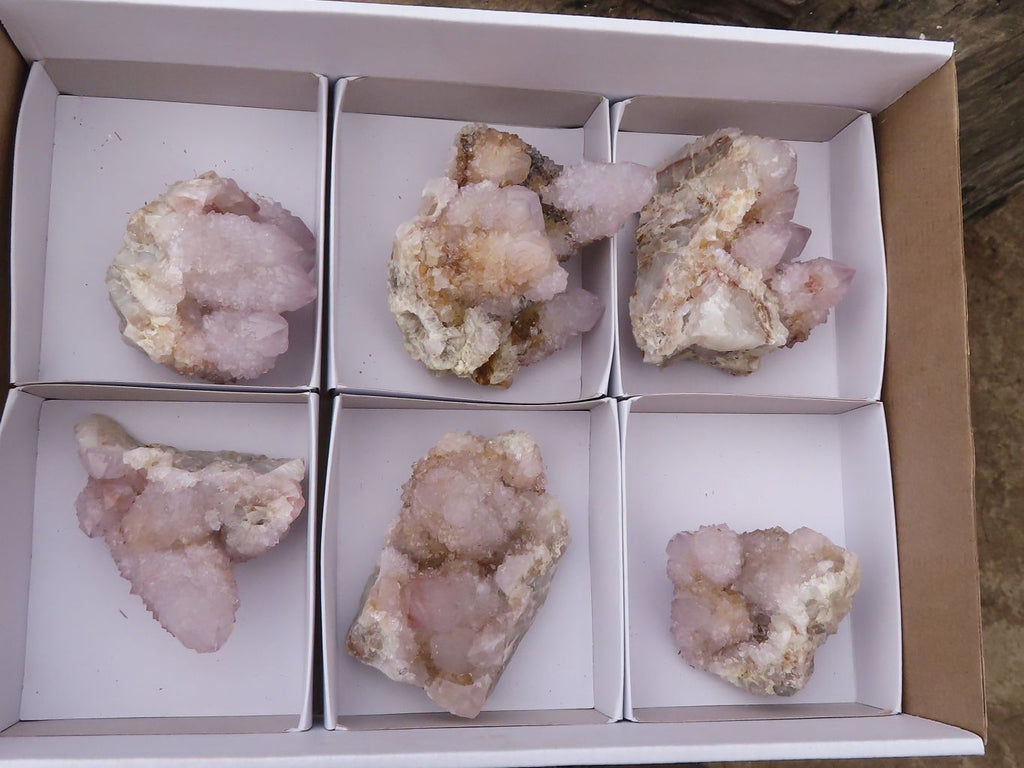 Natural Pale Spirit Ametrine Quartz Clusters  x 6 From Boekenhouthoek, South Africa - Toprock Gemstones and Minerals 