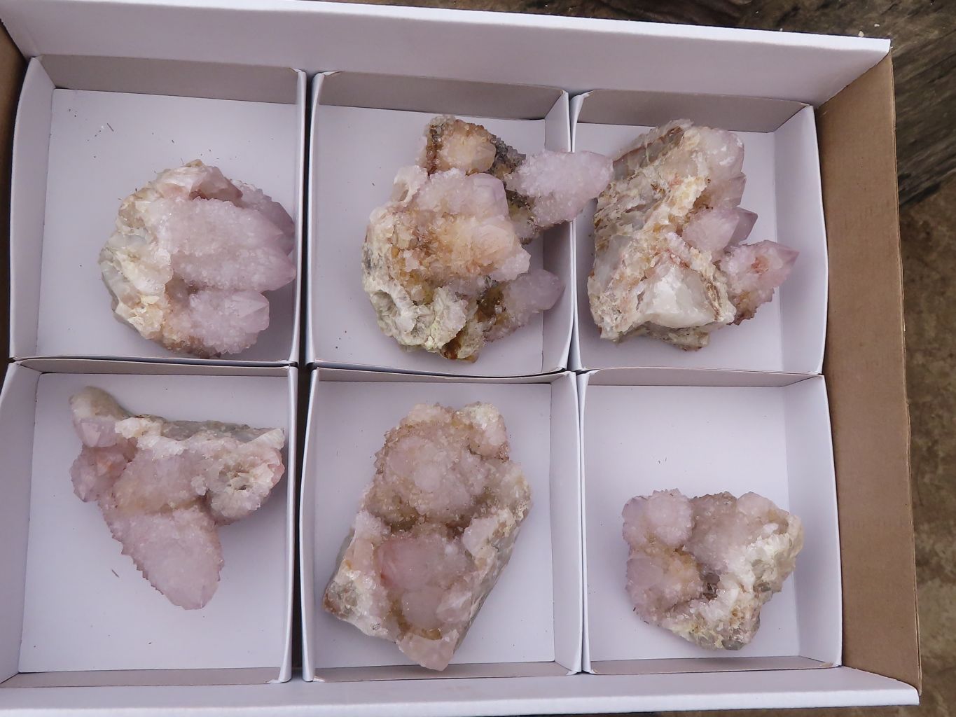 Natural Pale Spirit Ametrine Quartz Clusters  x 6 From Boekenhouthoek, South Africa - Toprock Gemstones and Minerals 