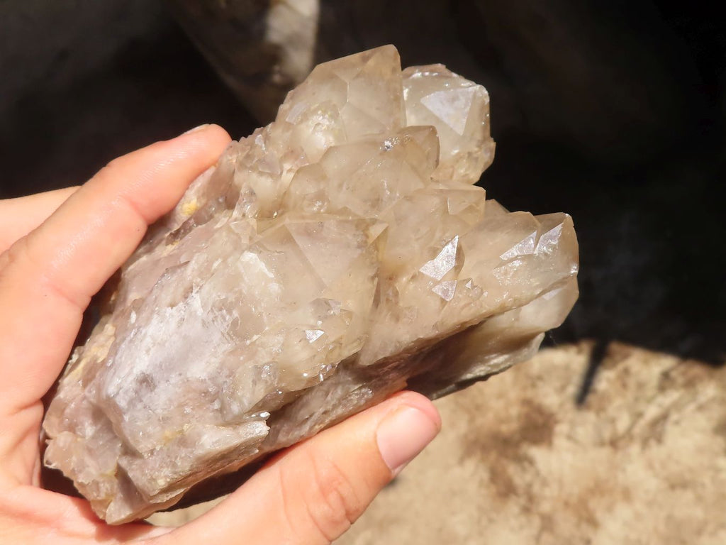 Natural White Phantom Smokey Quartz Clusters  x 2 From Luena, Congo - Toprock Gemstones and Minerals 