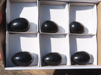 Polished Black Basalt Eggs  x 6 From Antsirabe, Madagascar - Toprock Gemstones and Minerals 