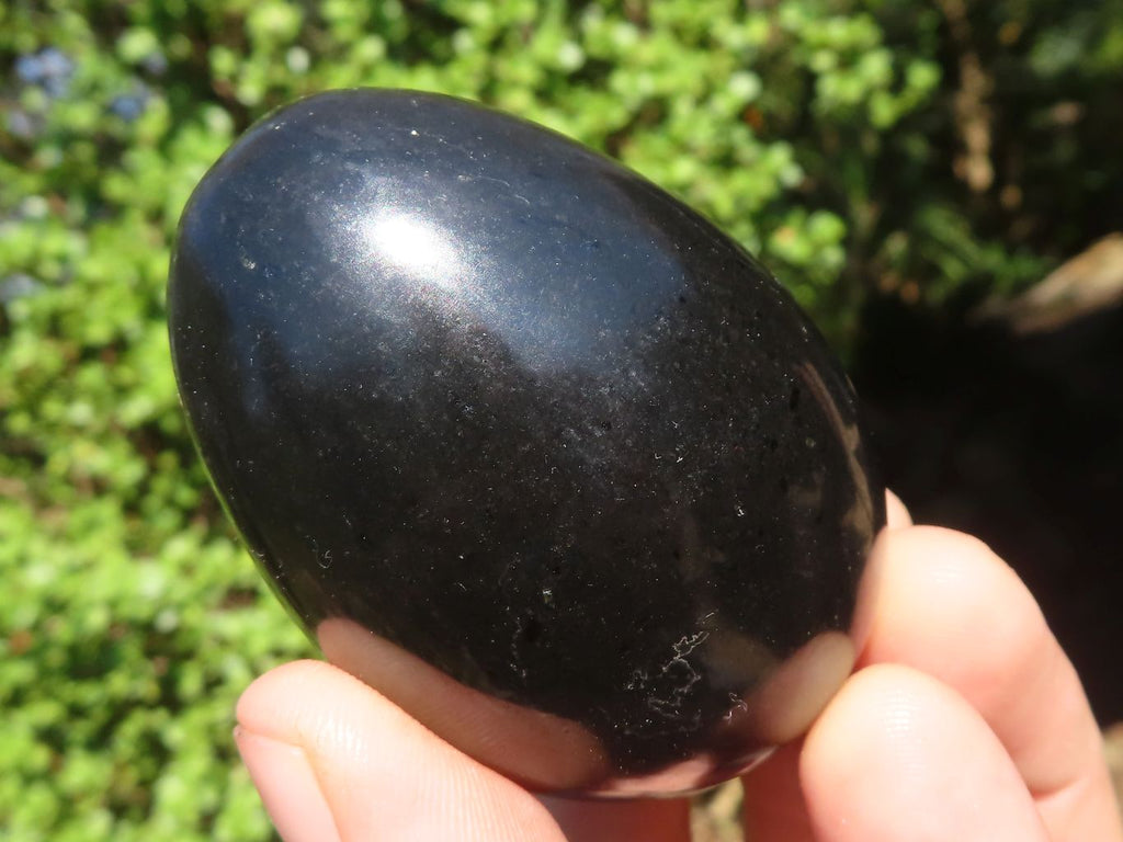 Polished Black Basalt Eggs  x 6 From Antsirabe, Madagascar - Toprock Gemstones and Minerals 