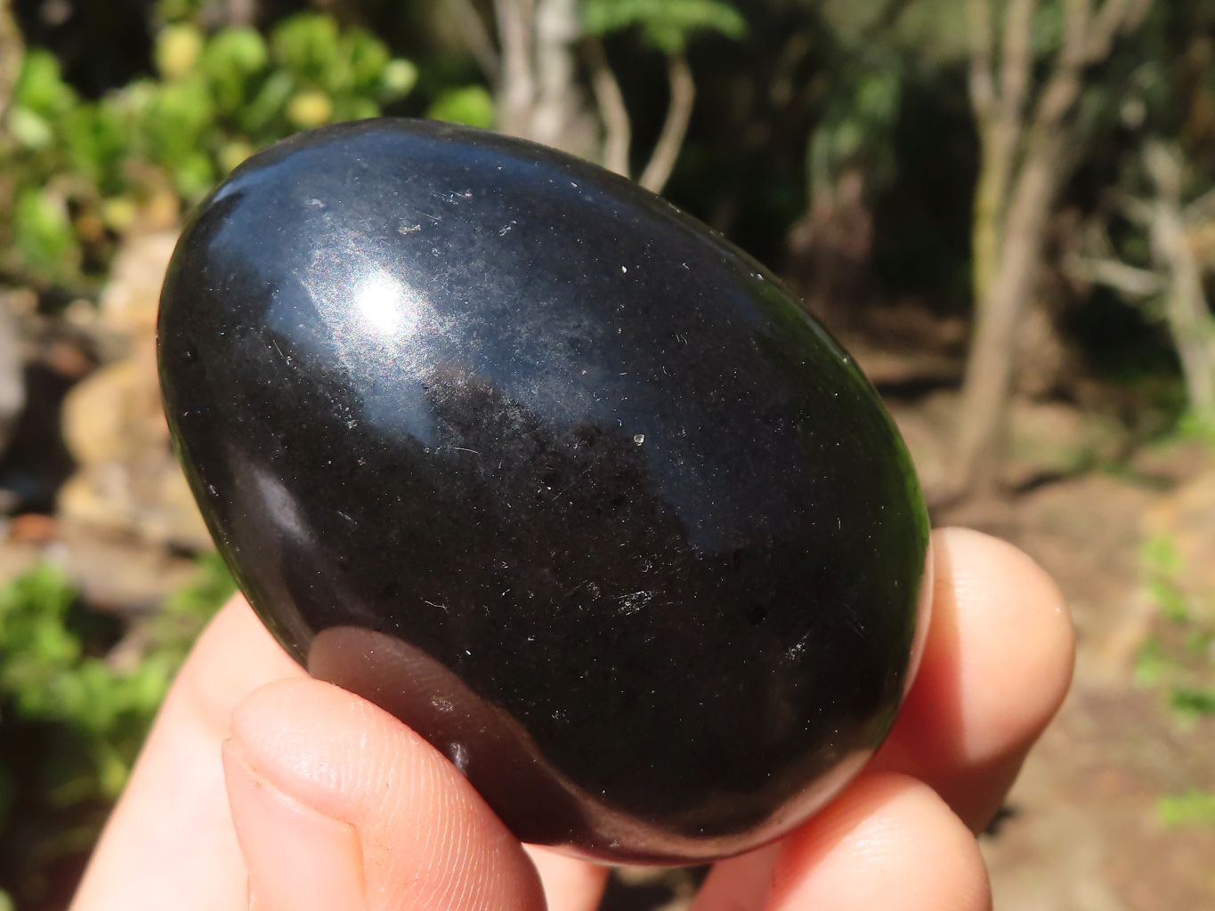 Polished Black Basalt Eggs  x 6 From Antsirabe, Madagascar - Toprock Gemstones and Minerals 