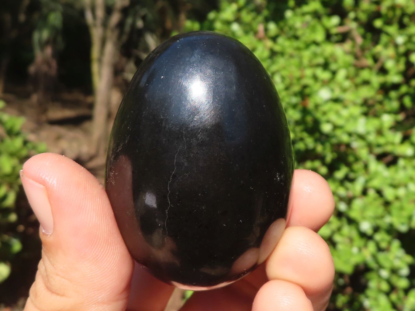 Polished Black Basalt Eggs  x 6 From Antsirabe, Madagascar - Toprock Gemstones and Minerals 