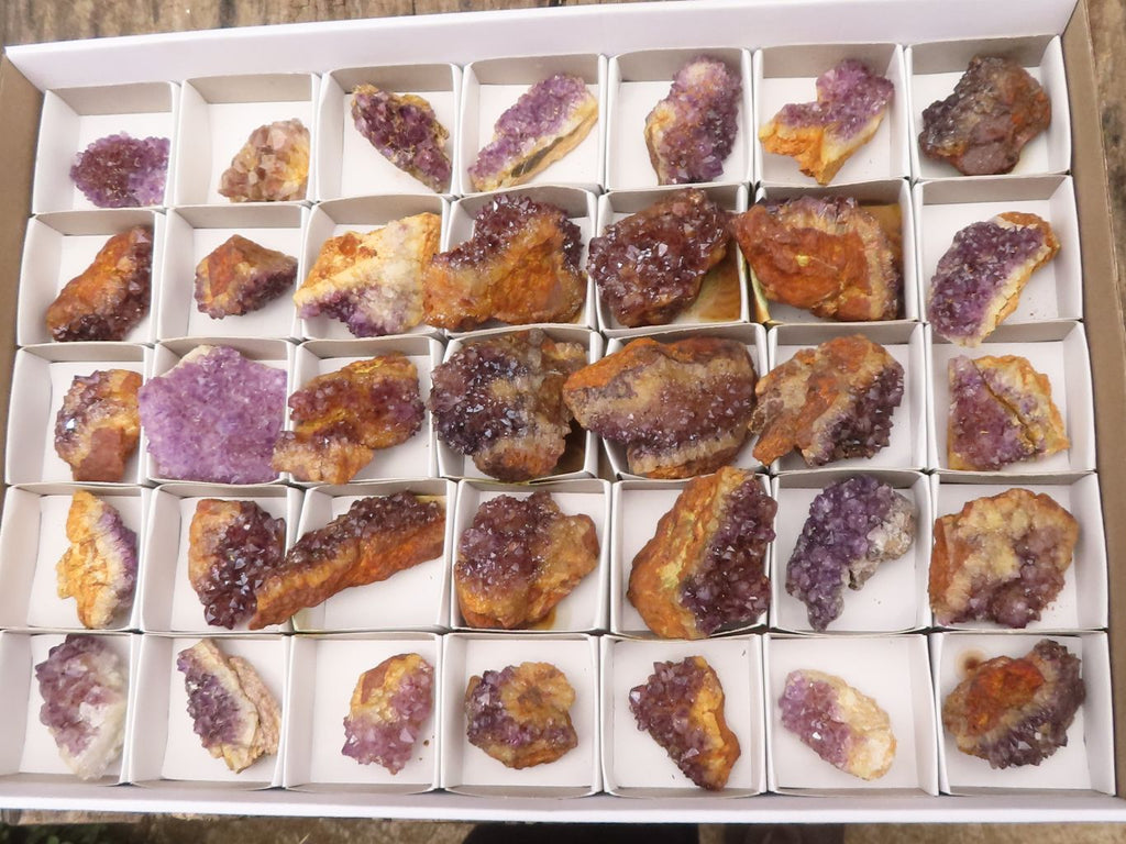 Natural Small Dark "Amethystos" Amethyst Clusters x 35 From Kwaggafontein, South Africa - TopRock